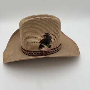 Bronco Cowboy Hat Men 7 3/8 Chihuahua Straw Feather Mexico